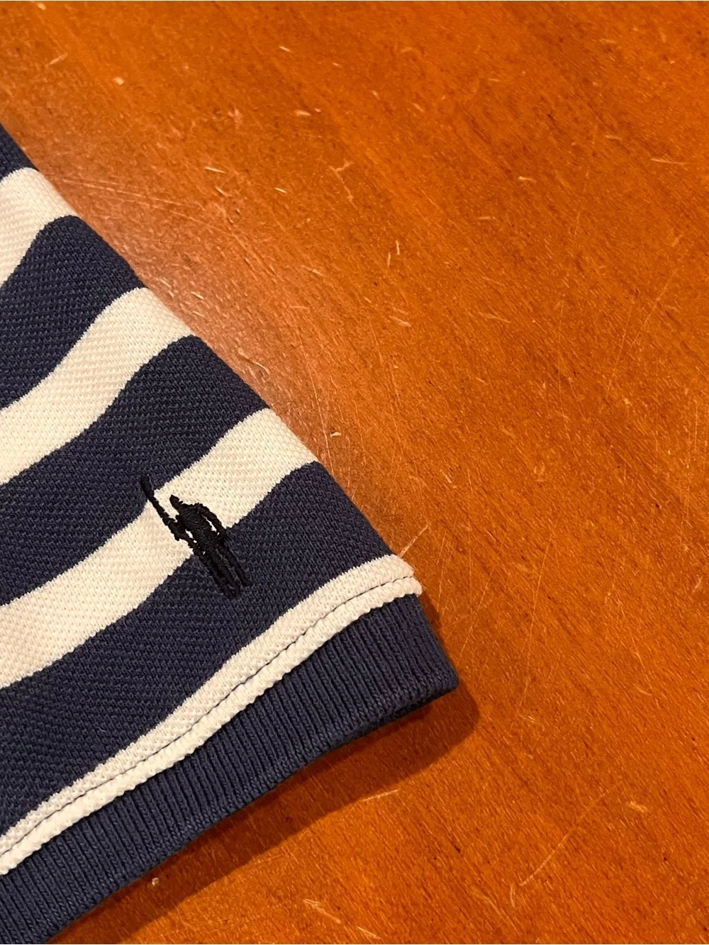 J.Crew Men’s Washed Pique Polo Shirt Blue/White Stripe Large Short-Sleeve Preppy